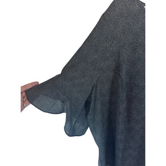 New LIZ CLAIBORNE Back White Polkadot Blouse‎ Ruffle Flutter Sleeve Plus Size 2X - Picture 2 of 10